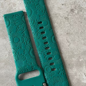 Engraved Sunflower Silicone Watch Band: 20mm Custom Strap