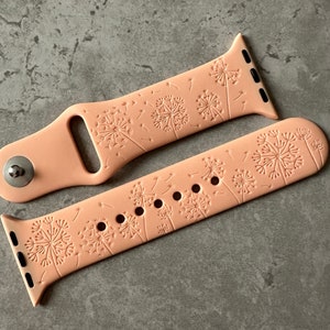 Engraved Dandelions Design for Apple Watch Silicone Sports Band / Strap - 38mm/40mm/41mm/42mm/44mm/45mm/46mm/49mm - 51 Colours