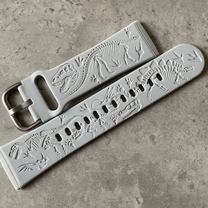 Engraved Dinosaur Fossils Design for Fitbit Sense 1, 2 / Versa 3, 4 Silicone Band / Strap - 11 Colours
