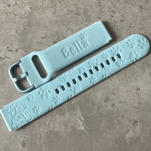 Engraved Pet Dog Design for 18mm Silicone Watch Band / Strap- Fossil / Huawei / LG - 10 Colours