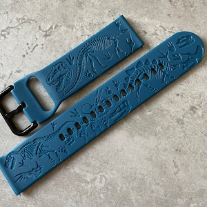 22mm Silicone Watch Band / Strap - Engraved Jurassic Dinosaur Fossils Design - Xiaomi Huami / Huawei / Garmin / Samsung Galaxy - 19 Colours