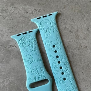 Engraved Labrador Design for Apple Watch / Silicone Sports Band / Strap - 38mm/40mm/41mm/42mm/44mm/45mm/46m/49mm - 51 Colours