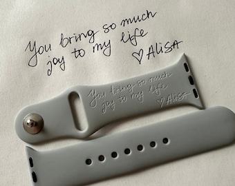 Apple Watch Silicone Sports Band / Strap - Custom Engraved Handwriting - 38mm/40mm/41mm/42mm/44mm/45mm - 51 Colours