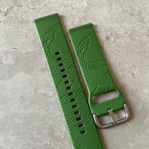 22mm Silicone Watch Band: Custom Laser Engraved Snake Design