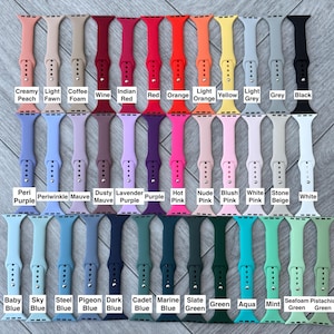 Apple Watch用刻印入りスリムシリコンストラップ：37色、全シリーズ対応