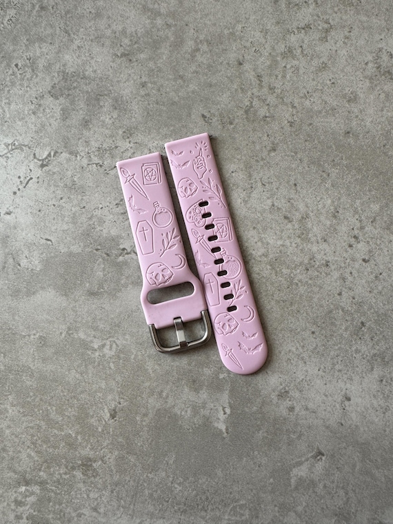 Engraved Witchcraft Silicone Watch Band: 20mm Galaxy, Huawei, Garmin