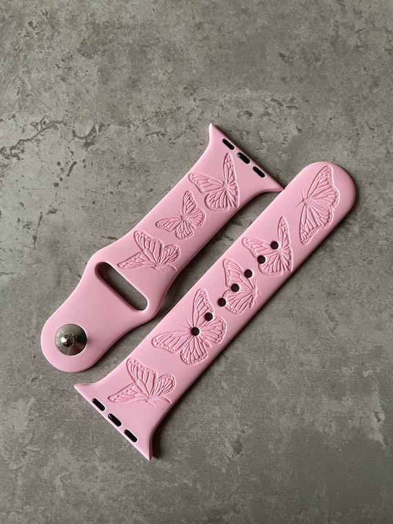 Engraved Butterfly Apple Watch Band: Silicone Sports Strap  display picture 1