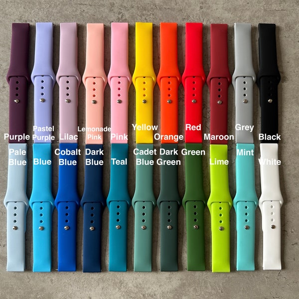 18mm Silicone Watch Band / Strap - Any design you like - Garmin / Fossil / Huawei / LG - 22 Colours