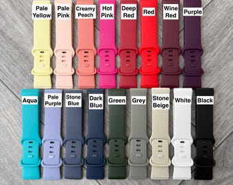 Custom Engraved straps for Fitbit Sense 1, 2 / Versa 3, 4 Silicone Band - 17 Colours