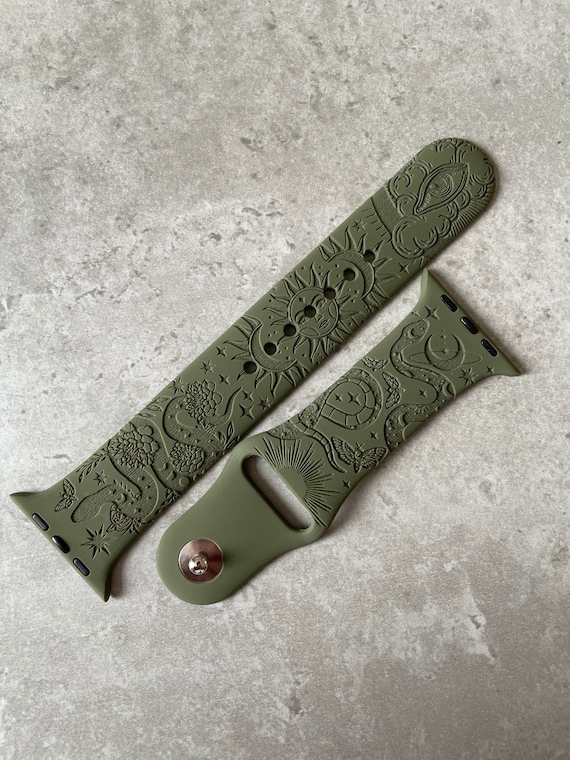 Engraved Snake Stars Flowers strap for Apple Watch: 40mm, 42mm, 46mm