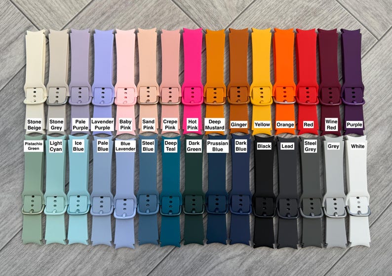 Engraved Wildflower Silicone Watch Band for Samsung Galaxy 4/5/6/7/FE - 30 Colors image 12