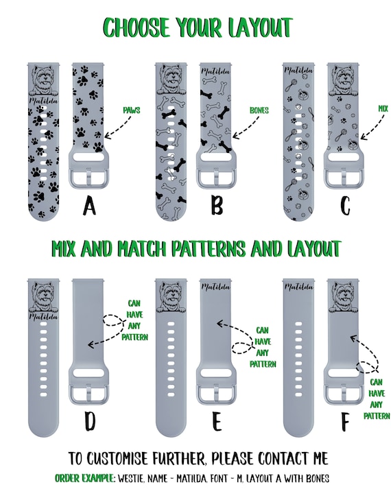 Engraved Pet Dog 20mm Watch Band: Custom Silicone Strap
