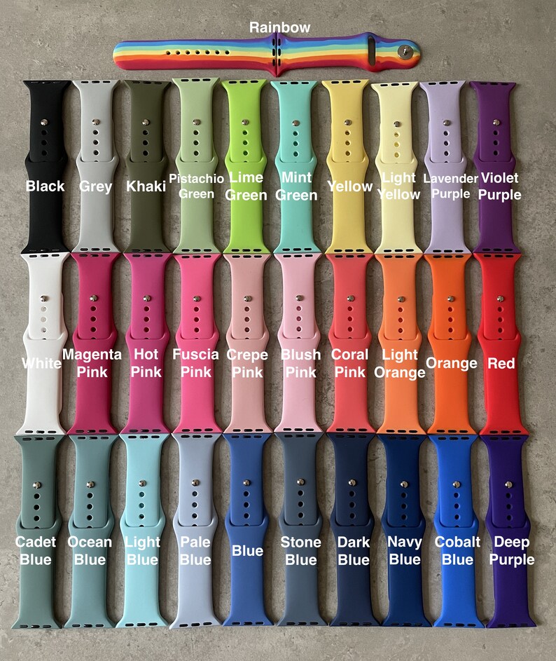 Apple Watch Silicone Sports Band / Strap - Custom Engraved Any Design You Want - 38mm/40mm/41mm/42mm/44mm/45mm - 31 Colours 