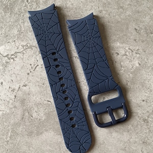 Engraved Spider Web design for Samsung Galaxy Watch 4 / 5 / 6 / 7 / FE Silicone Band / Strap - 40mm/42mm/44mm/45mm/46mm - 30 Colours