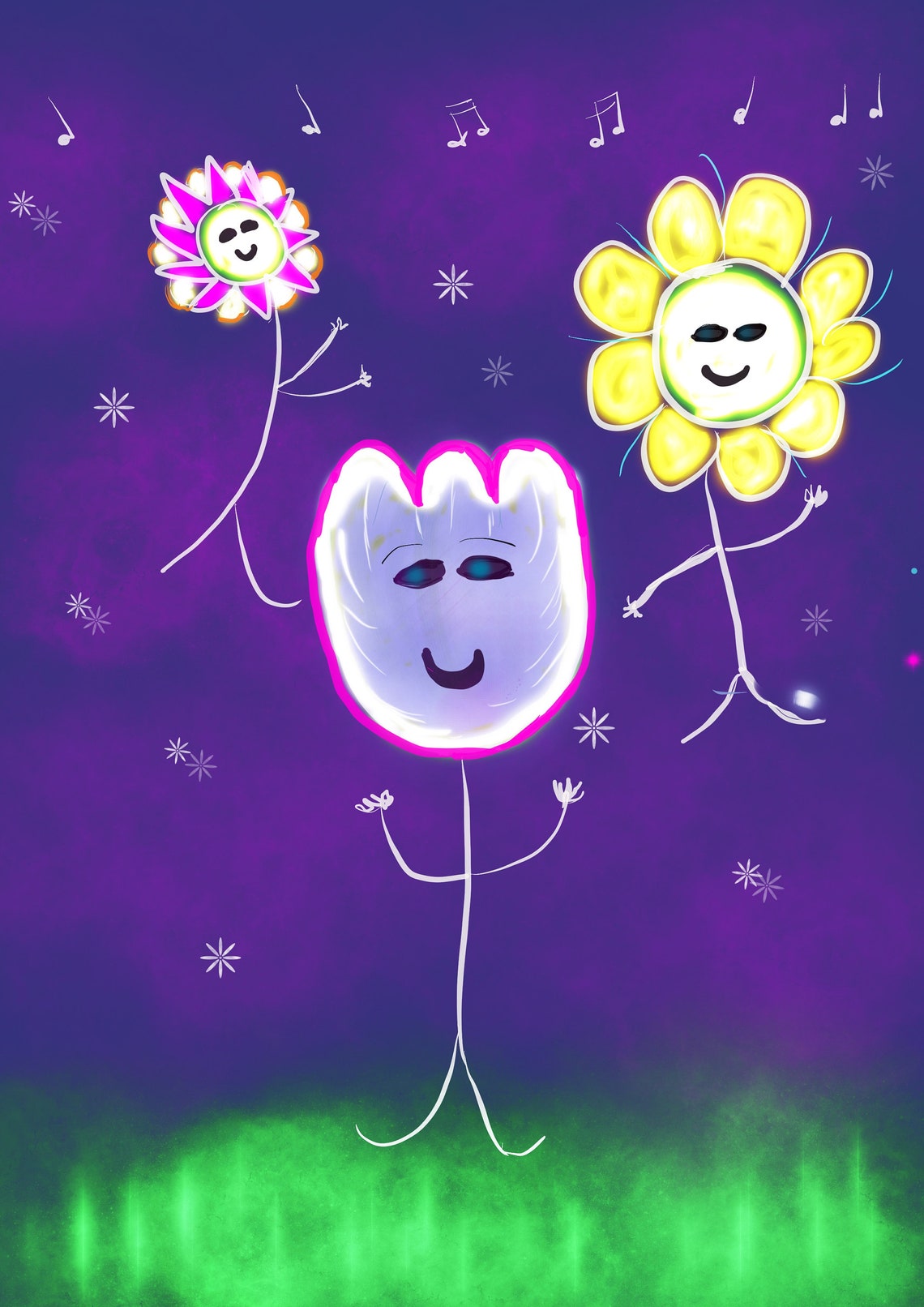 Dancing flowers digital download art Etsy