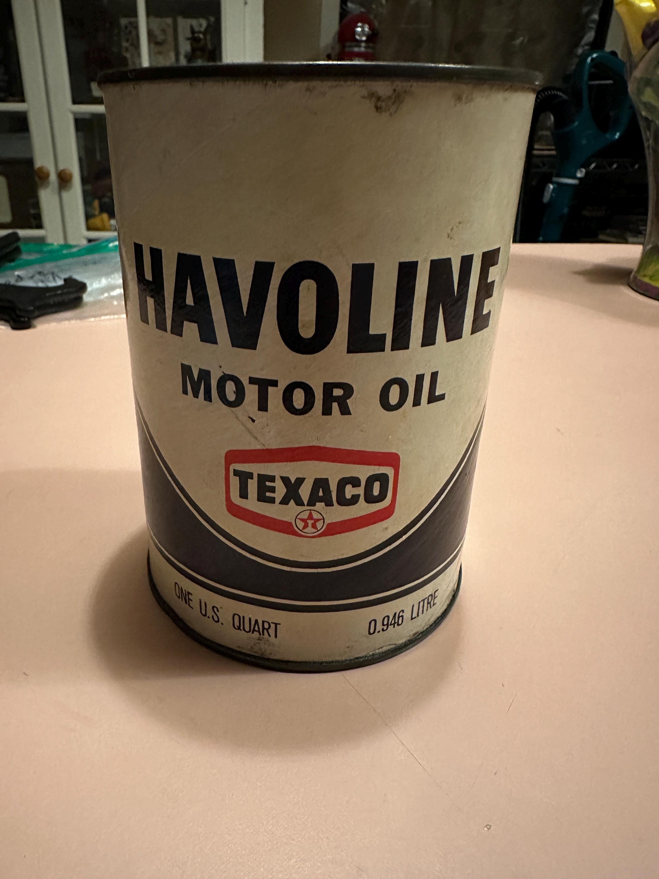 【ビンテージ　看板】　HAVOLINE MOTOR OIL ホーロー看板 Vintage 1950's Havoline 5 Gallon Metal Motor Oil Can w/ Wood