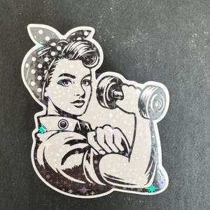 Rosie The Riveter Gym Holographic Sticker