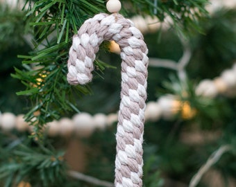 Candy Cane Macrame Ornament