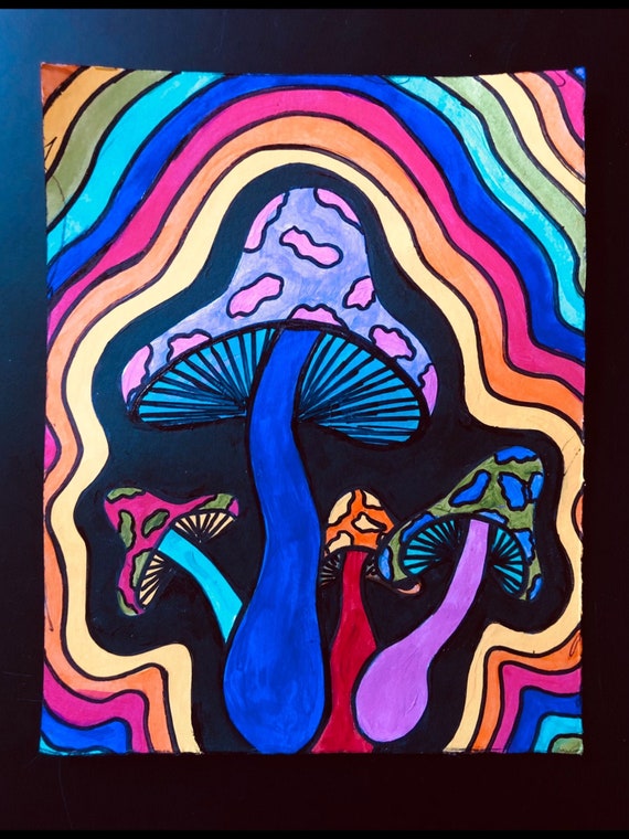 Trippy mushroom painting | Etsy