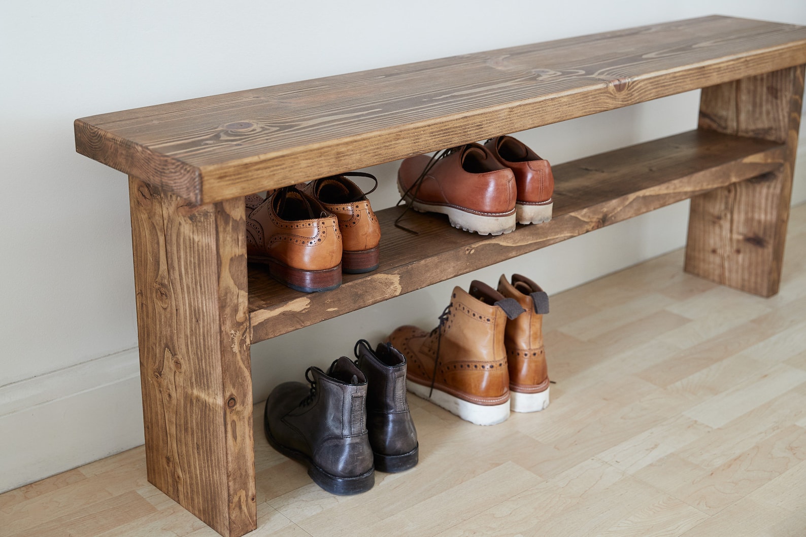 Rustic Solid Wood Shoe Bench / Rack or Kitchen Dining Seating Etsy