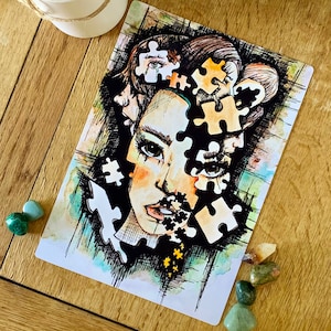 Fragments / 8.5 x 11” Matte Giclée Print / Surrealism / Dark Art / Dissociative Identity Disorder / Mental Health / Mixed Media