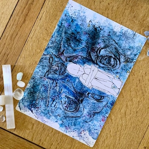 Going Blank / 8.5 x 11” Matte Giclée Print / Surrealism / Dark Art / Dissociative Identity Disorder / Mental Health / Mixed Media