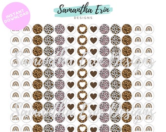 12mm Animal Print, Leopard Print, Gepard Druck 12 mm Kreis Vorlage, Instant Download,