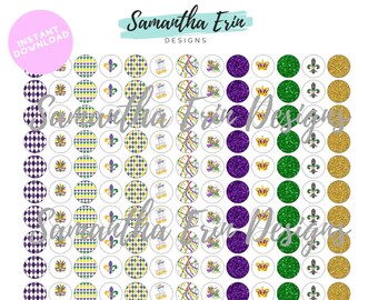 12mm Mardi Gras Cabochons, 12 mm cabochon template, Instant Download, Cabochon Template