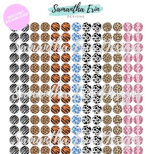 12mm Animal Print Cabochons 12 mm circle template, Instant Download, Cabochon Template