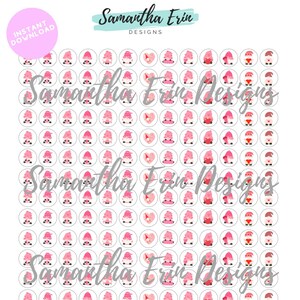 Gnomos dos Namorados de 12 mm, cabochões do Dia dos Namorados, cabochões de coração, modelo de círculo cabochão de 12 mm, download instantâneo, modelo de cabochão