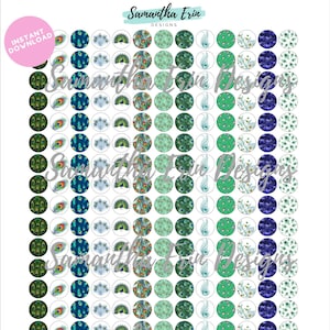 12mm Peacock cabochons, peacock feathers, animal print, peacock, 12 mm circle template, Instant Download, Cabochon Template
