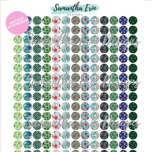 12mm tropical flowers, tropical prints,colorful cabochons, cabochon templates, 12 mm circle template, Instant Download, Cabochon Template