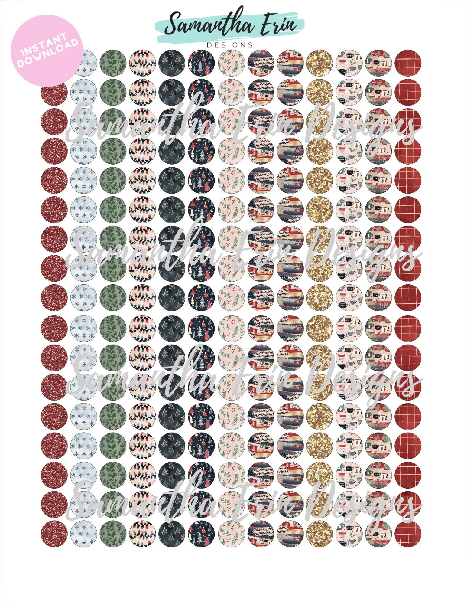 12mm Christmas Cabochon Template Instant Download 12mm - Etsy