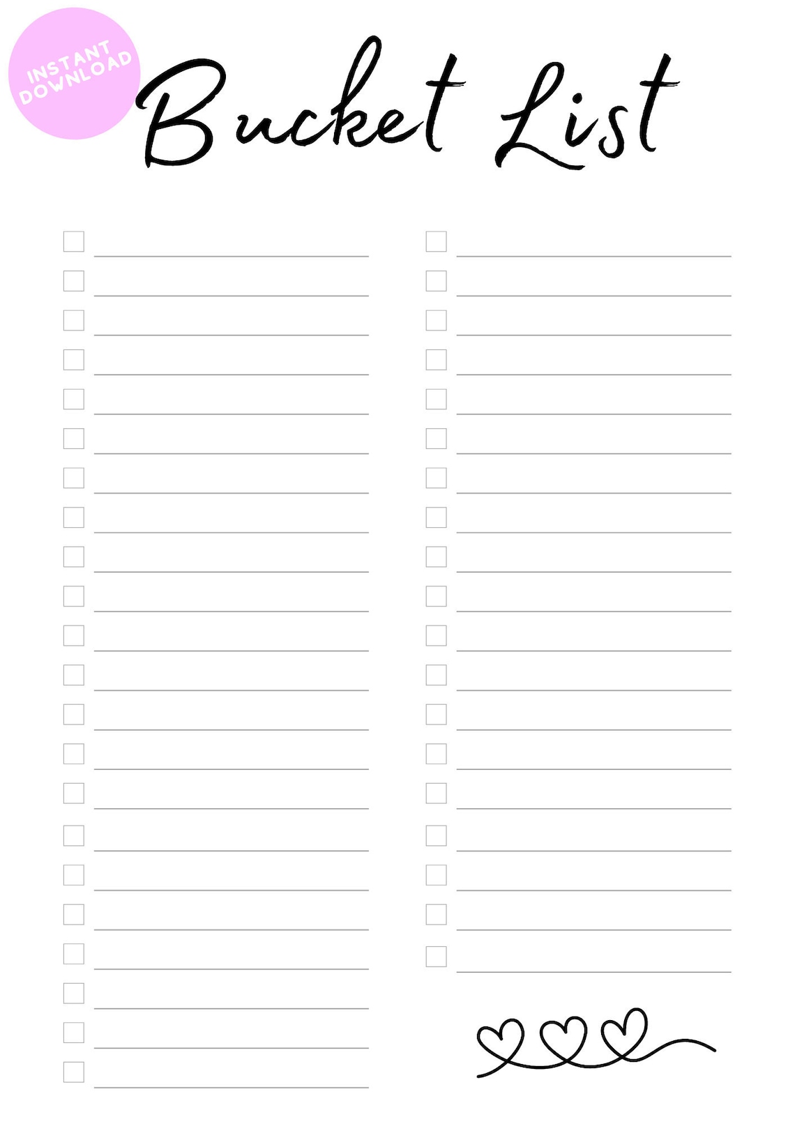 Cute Printable Bucket List Template Cute Printable Bucket List Template
