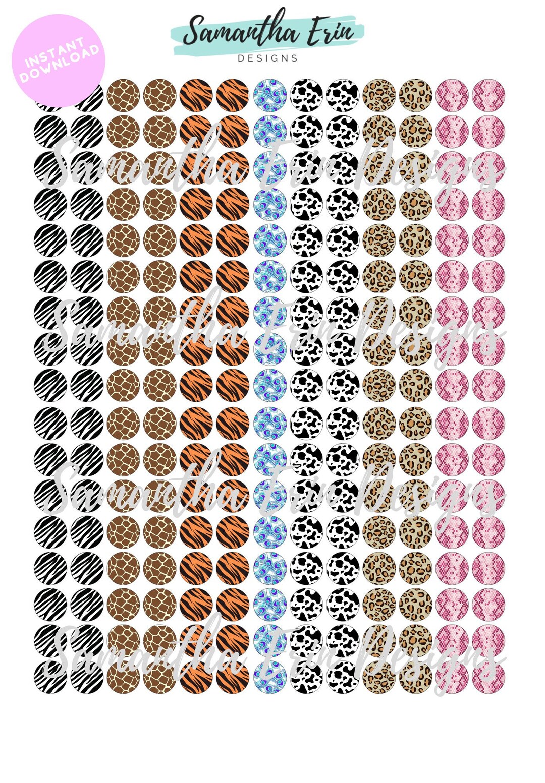 12mm Animal Print Cabochons 12 Mm Circle Template, Instant Download, Cabochon Template - Etsy