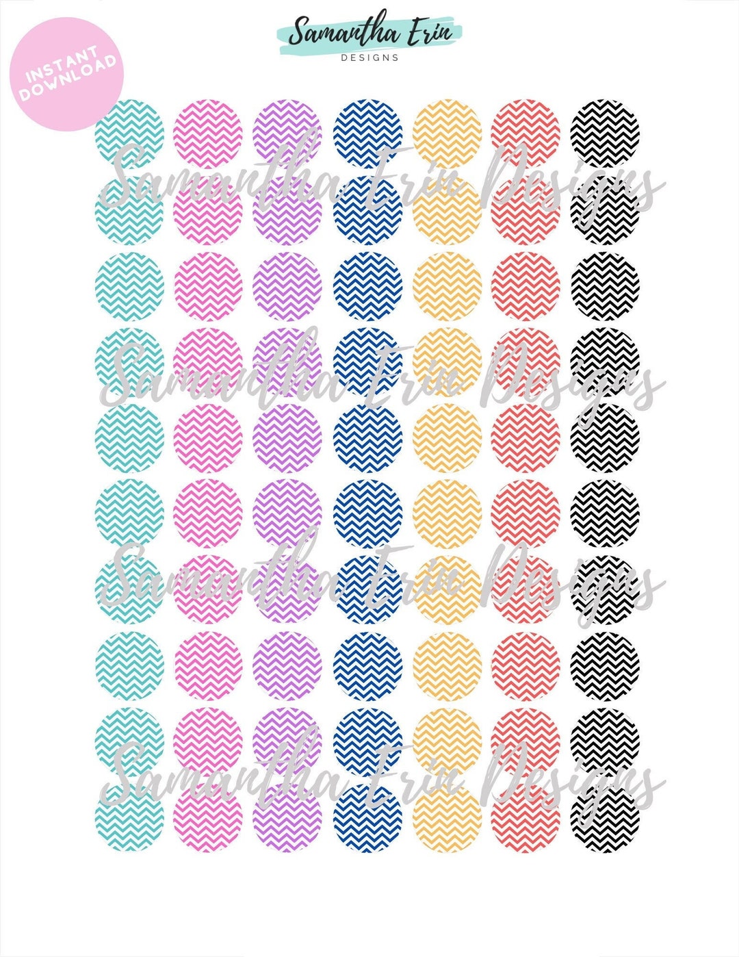 20mm Chevron Cabochon Template, Instant Download, 20mm Circle Templates ...