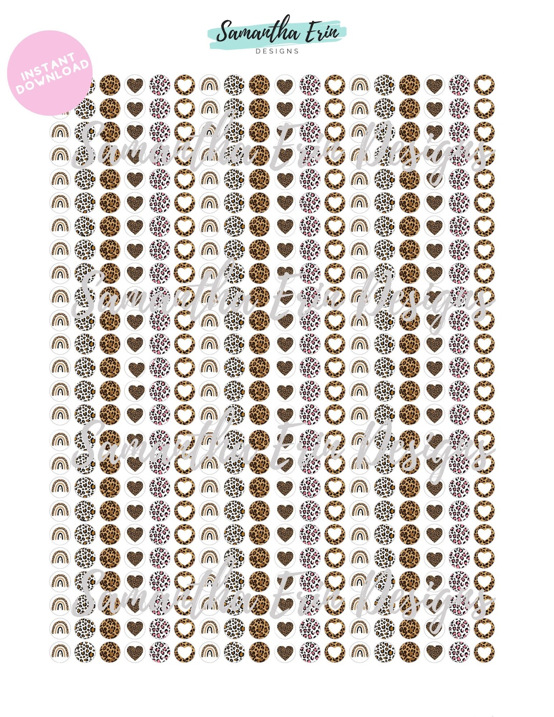 8mm Animal Print Cabochons, Cabochon 8mm Circle Template, Instant Download, Cabochon Template - Etsy