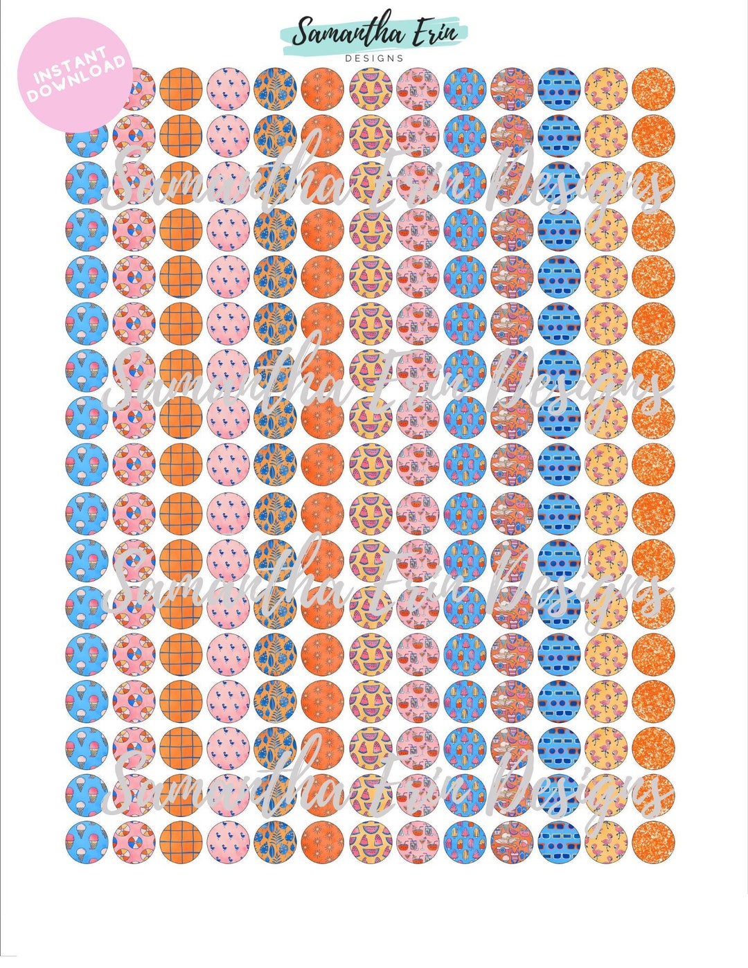 12mm Summer Patterns, Summer Prints, Summer Colorful Cabochons ...