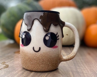 Taza de vacaciones / Camping / smores / Chocolate caliente / Regalos de Navidad / regalo / Vaso de purpurina / Taza de goteo / Goteo de chocolate / Malvavisco / lindo /