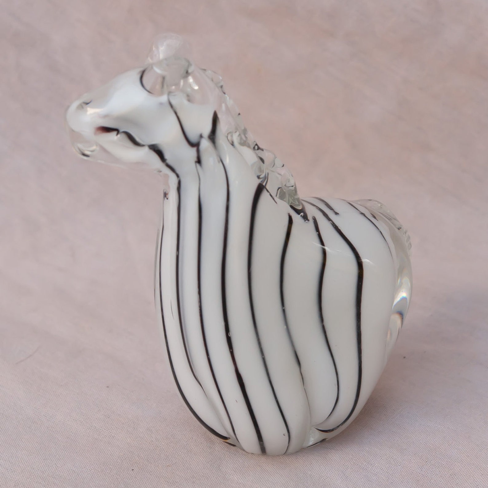 Vintage Art glass Zebra Clear avec Black Stripes Etsy