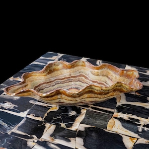 Rustic Multicolor Onyx Bowl , Espumas Onyx Stone Bowl , Onyx Centerpiece , Freeform Calcite Onyx Bowl , Natural Banded Calcite Stone Bowl ,