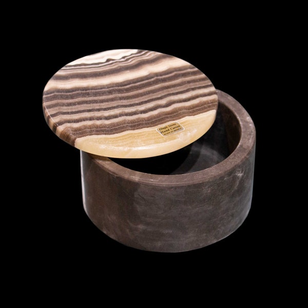 Boîte En Onyx 11 Cm De Diamètre, 10,5 Cm De Haut - Occasion