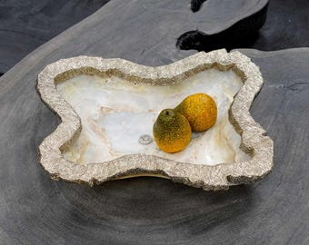 Hand-Chiseled Alpaca Silver Onyx Bowl: Unique Centerpiece, Mexican Decor