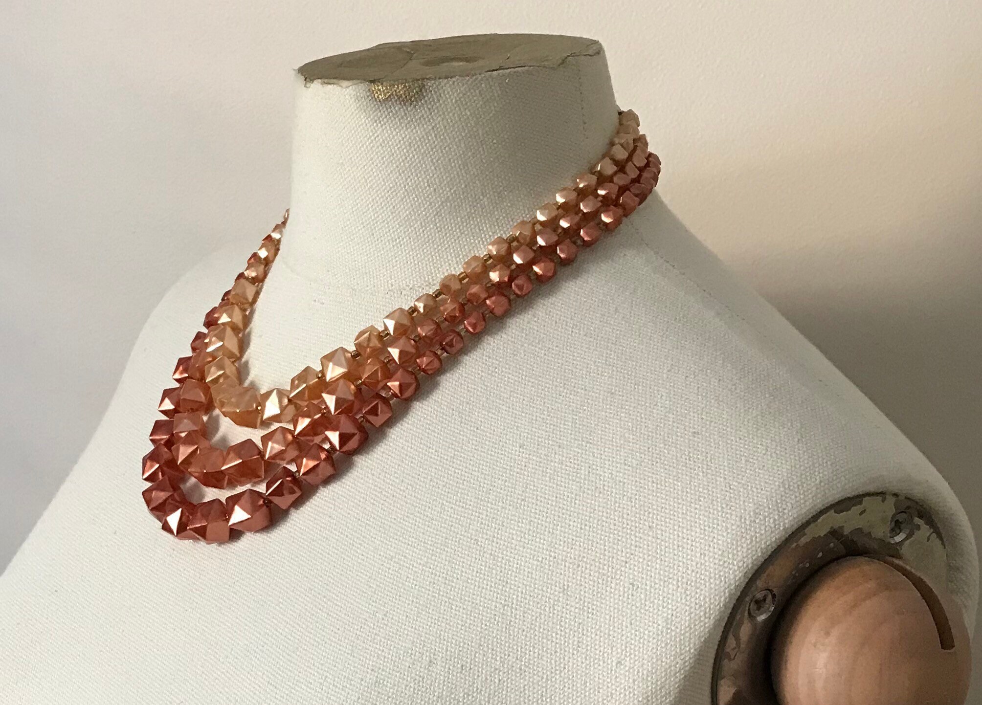 Vintage Hong Kong Triple Strand Collar Etsy