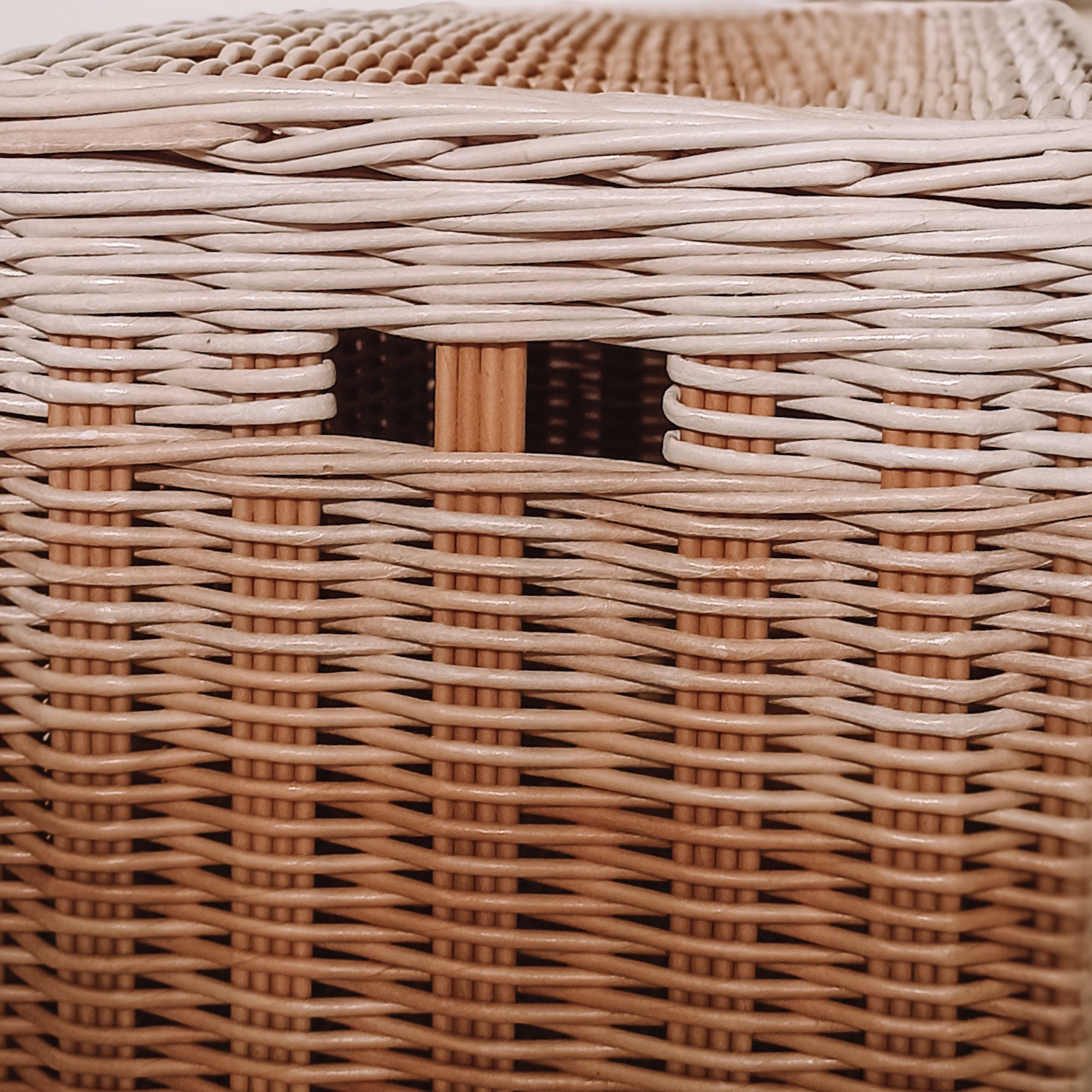 Basket with lid square wicker storage box for bathroom Etsy