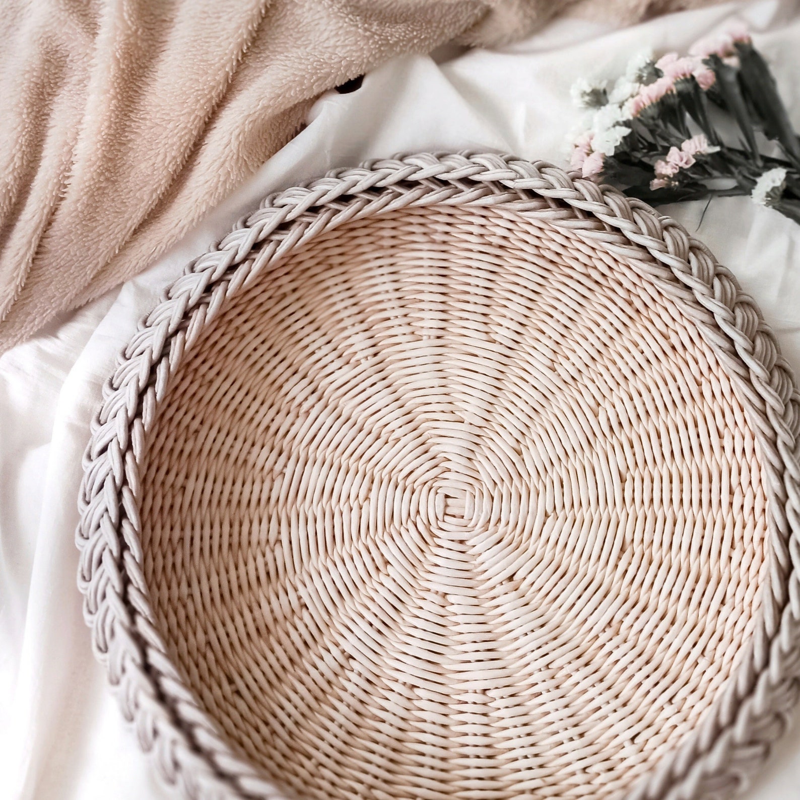 Large Round coffee table tray serving Wicker Tray serving Etsy