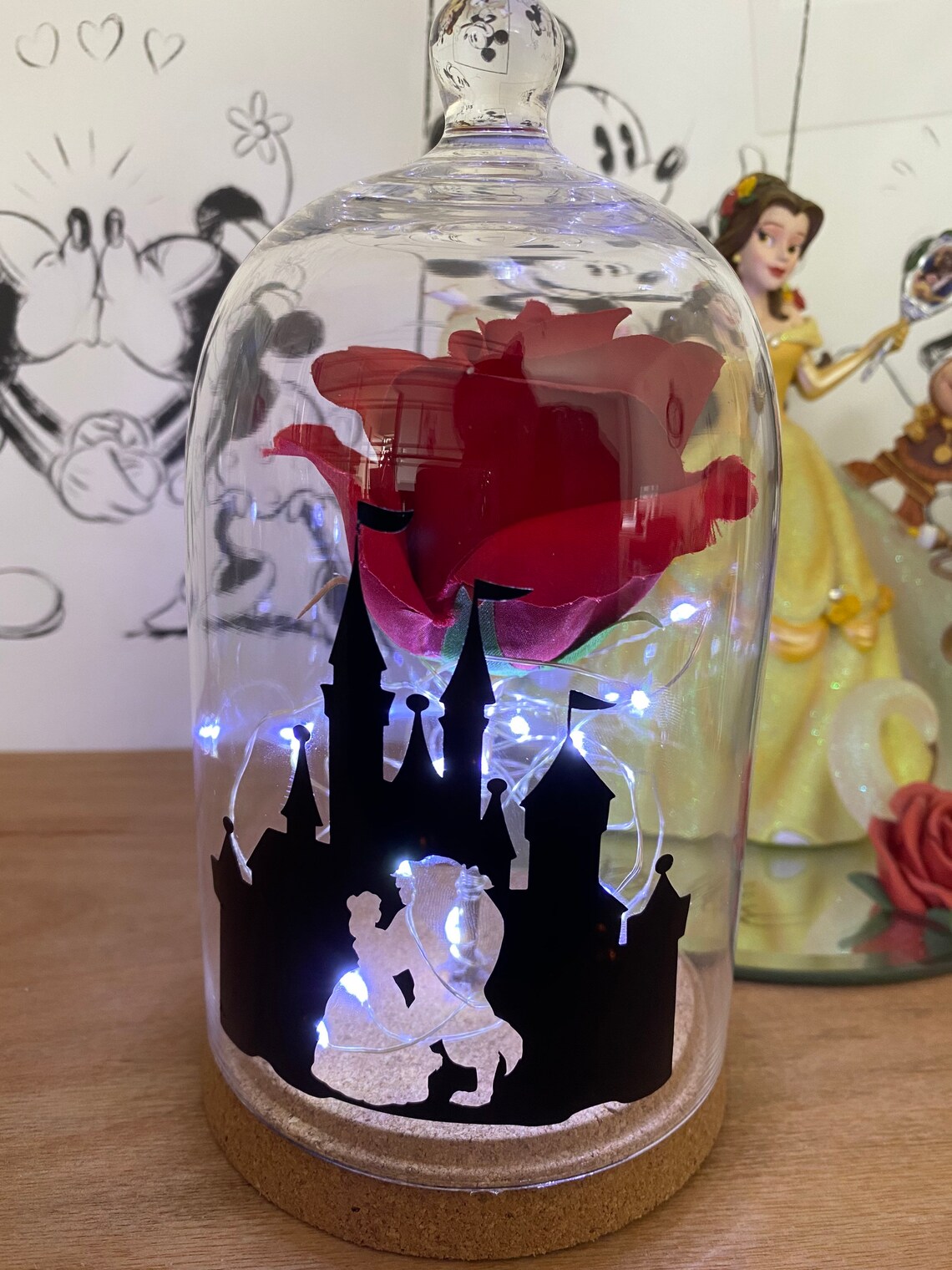 Beauty and the beast inspired rose Belle rose glass dome Etsy