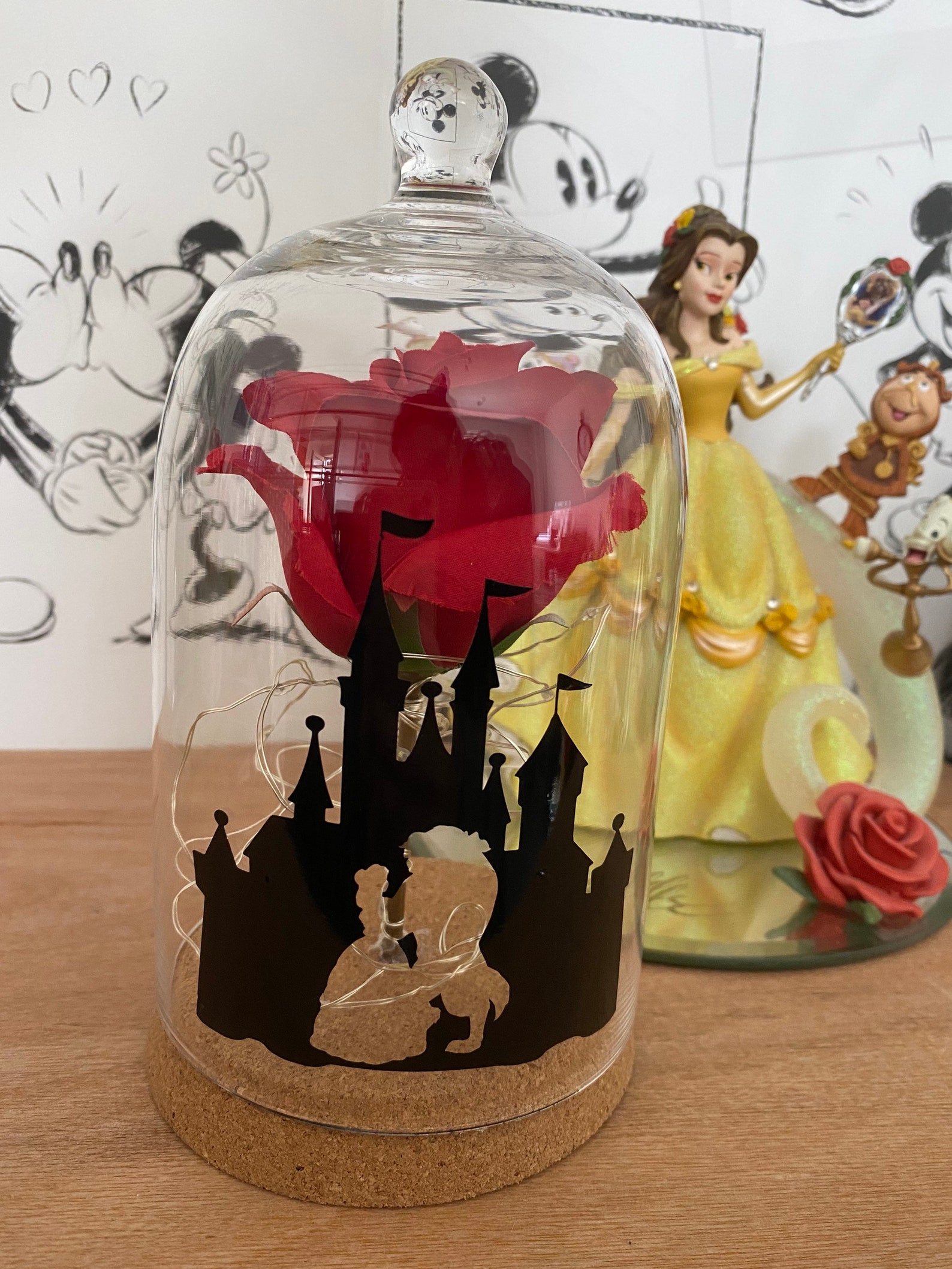 Beauty and the beast inspired rose Belle rose glass dome Etsy