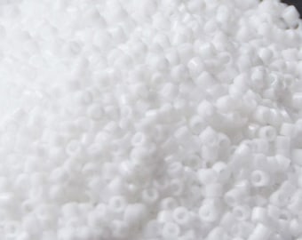 Miyuki Delica beads opaque white, 5g 11/0 DB0200, beads for jewelry making, beads from japan, uniform cylindrical beads, seed beads