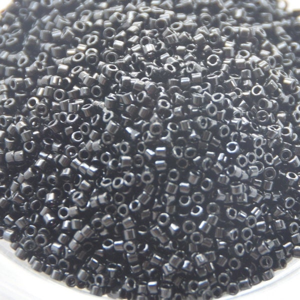 Miyuki Delica beads opaque black, 5g 11/0 DB0010, beads for jewelry making, beads from japan, uniform cylindrical beads, seed beads